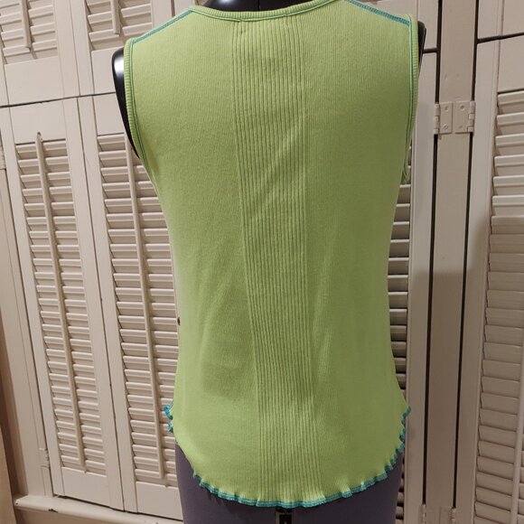 Lime Green & Turquoise Tank Top FDJ French Dressing Size M - Picture 4 of 5